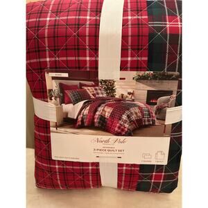 North Pole Trading Co. Holiday Plaid Patchwork Quilt Set King